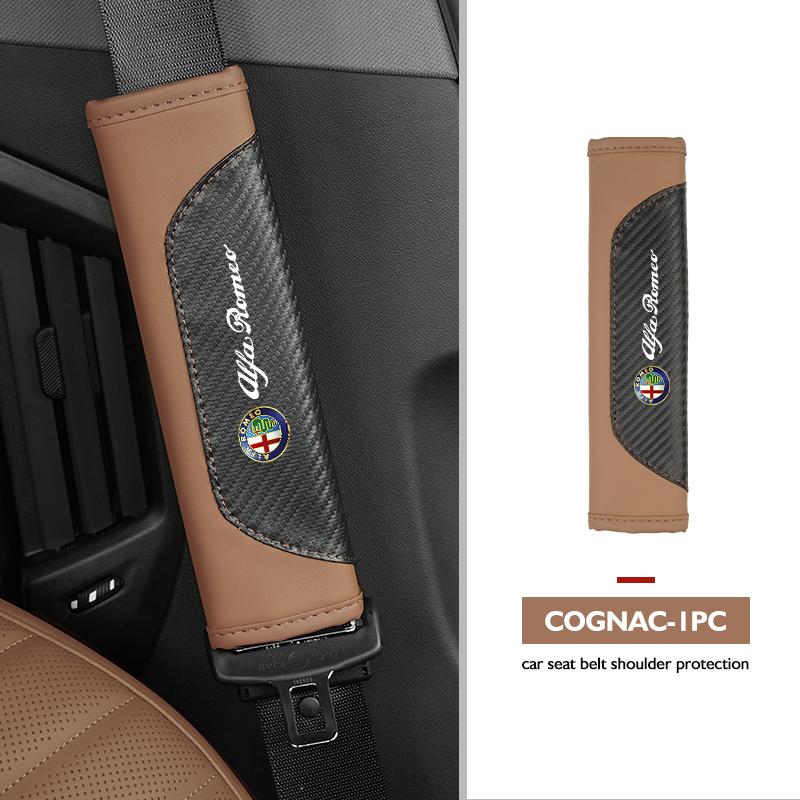 BQVLT1 Car Seat Belt Shoulder Cover Protection Pads Safety Belt Accessories For Alfa Romeo GT Stelvio F1 Brera Volante Tonale Gloria