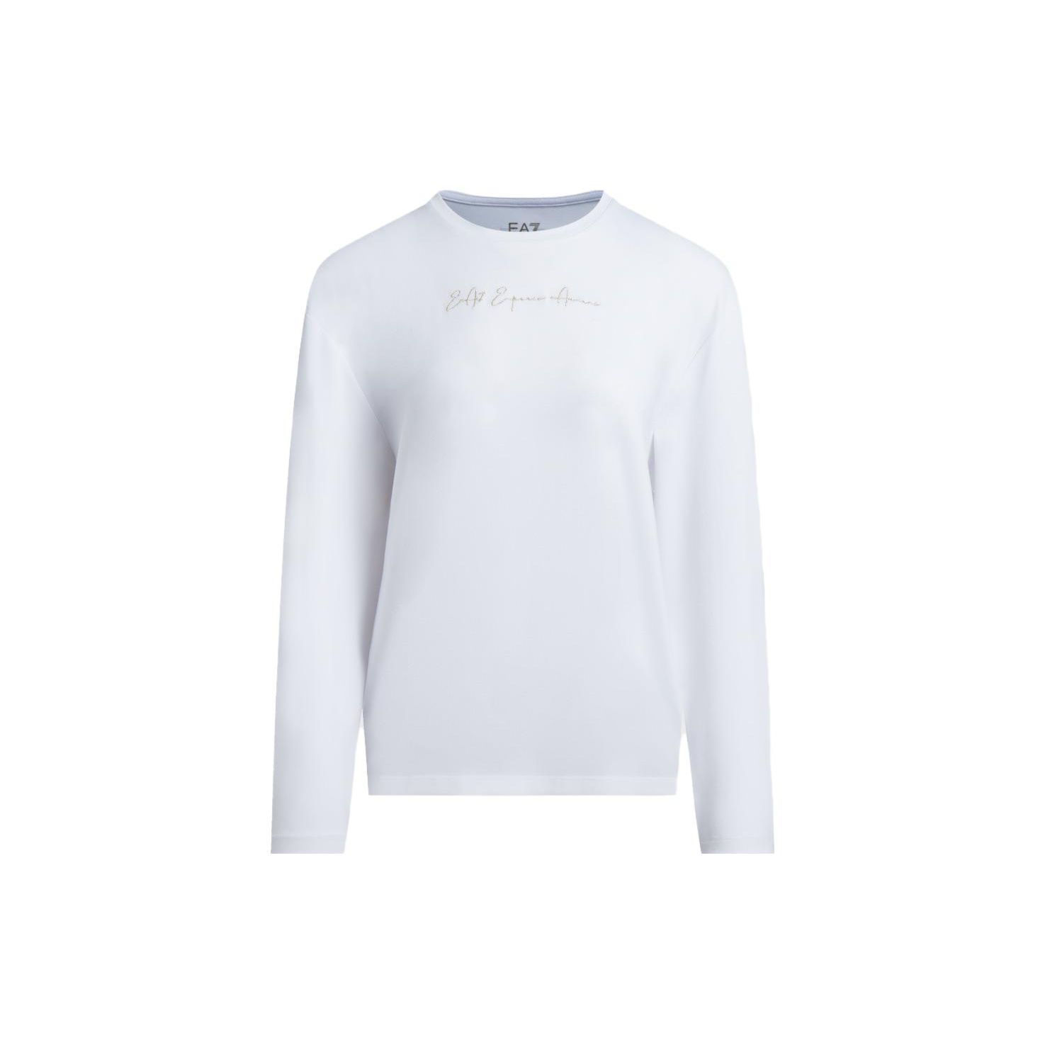Emporio Armani EA7 Letter Logo Print Crew Neck Long Sleeve Sweatshirt Women sweatshirt White 6RTT03-TJDFZ-1100 XS