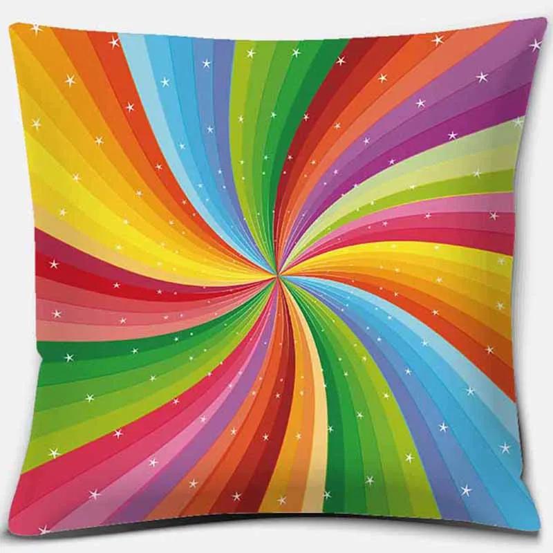 Rainbow Printing Square Pillowcase Home Decoration Car Sofa Cushion Cover