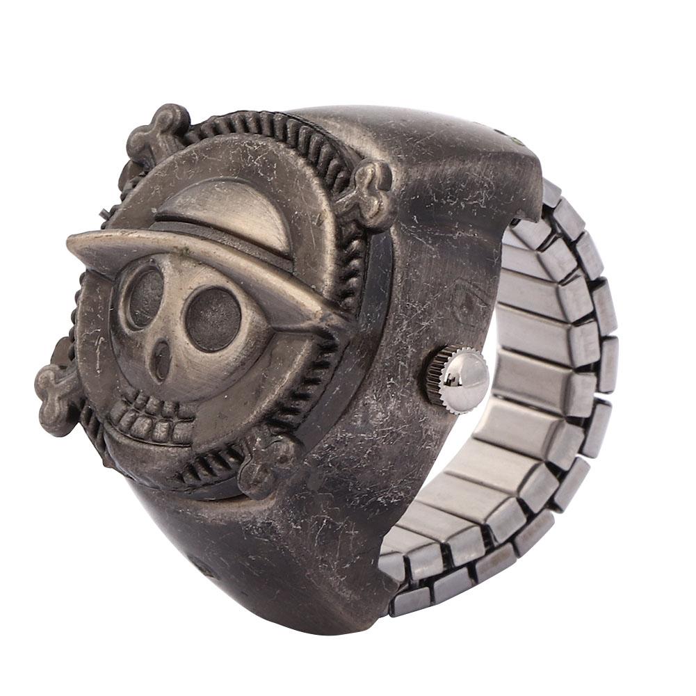 

Кольцо-часы с откидной крышкой, кварцевые кольцо-часы на палец для студентов-унисекс(черный ) Black