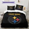 Custom Name,Pittsburgh Steelers Pattern Bedding Home Decoration Birthday Gift ( 1 Duvet Cover + 2 Pillowcase, Without Core),fan Merchandise.