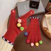 Cycling Winter Cold Proof Knitted Gloves Candy Color Touchscreen Full Finger Gloves  Women