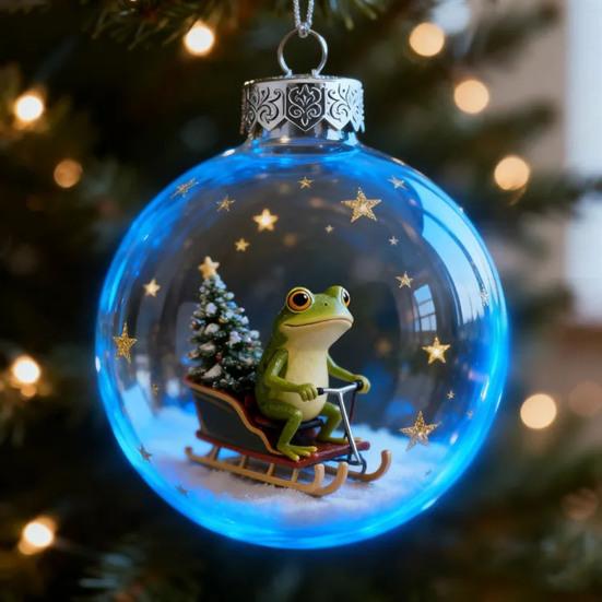 Weihnachts-Frosch-Ornament 2D Flacher Acryl-Anhänger Wildtier Baumschmuck Festliche Raumdekoration Bedeutungsvolle Geschenke für Kinder