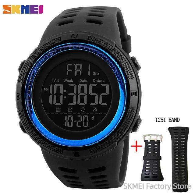 SKMEI 1251 Sports Digital Watch for Men Waterproof Military Electronic Student Mens Wristwatches Alarm Clock 1560 Reloj Hombre