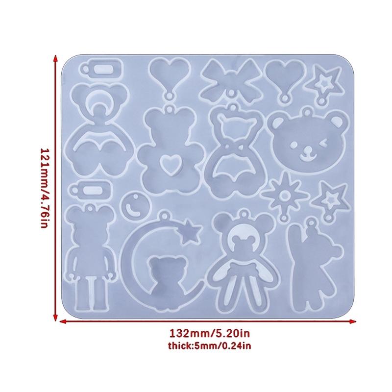 Cute Bear Pendant Earring Silicone Mold for Jewelry Making Animal Earring Pendant Resin Mold  Crafts Handmade Tool