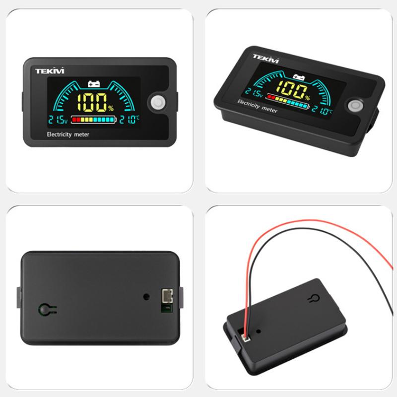 1 Set Lifepo4 Blei-Säure Lithiumbatterie DC8-100V Batteriekapazitätsanzeige mit Temperaturalarm LCD-Bildschirm Stromzähler