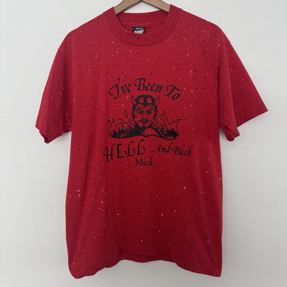 

Vintage 80s Devils Den I039ve Been To Hell And Back Michigan TShirt Mens Large Unisex T-Shirt XXXXL