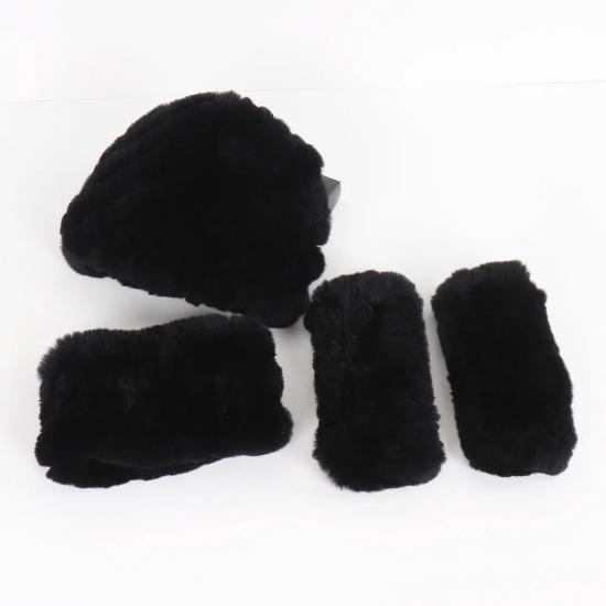 

Новые женские зимние вязаные комплекты из натурального кроличьего меха рекс: шапка, шарф, перчатки. Натуральная теплая шапка из кроличьего меха рекс, шарфы, варежки, 3 предмета Good elasticity чёрный