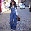 VIONA Kombinéza Americký Street Styl Zip Džínové Montérky Trendy Design Ležérní Více Kapsy Cargo Kalhoty Dámské Streetwear Džínová Kombinéza