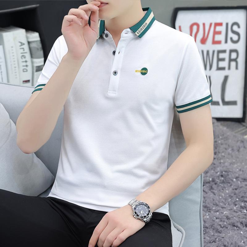 New Men's Short-sleeved T-shirt Cotton Boys' T-shirt Lapel Men's T-shirt