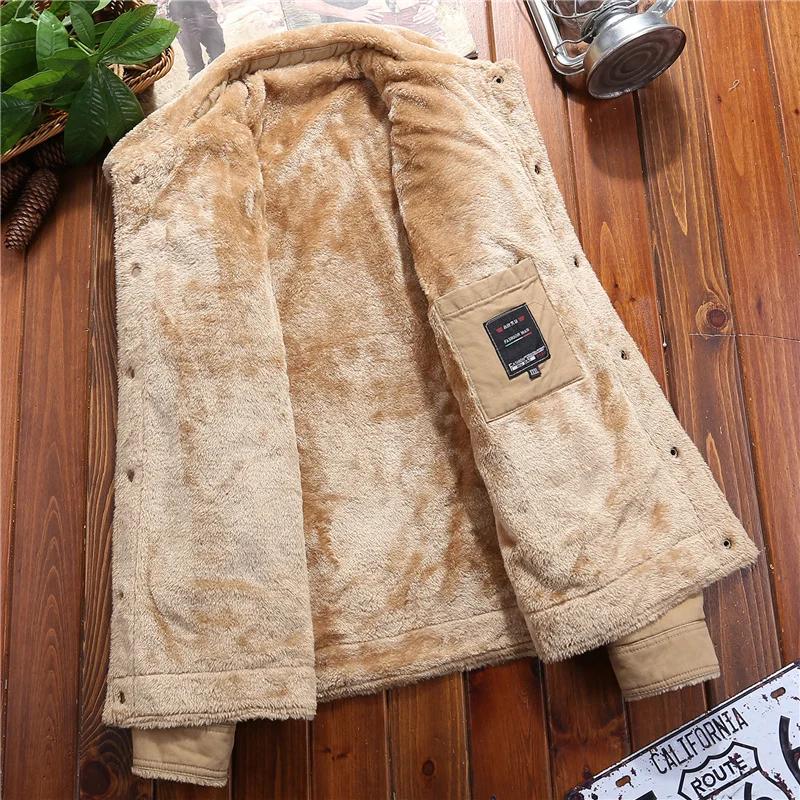 Men's Jacket Autumn and Winter New Fashion Plush Casual Thickened Outdoor Cotton Coat