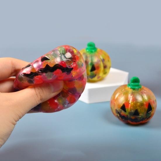 Halloween Pumpkin Squeeze Toy Stress Relief Cartoon Pumpkin Sensory Toy Soft Stretchy Bead Filled Pumpkin Pinch Toy Party Favors
