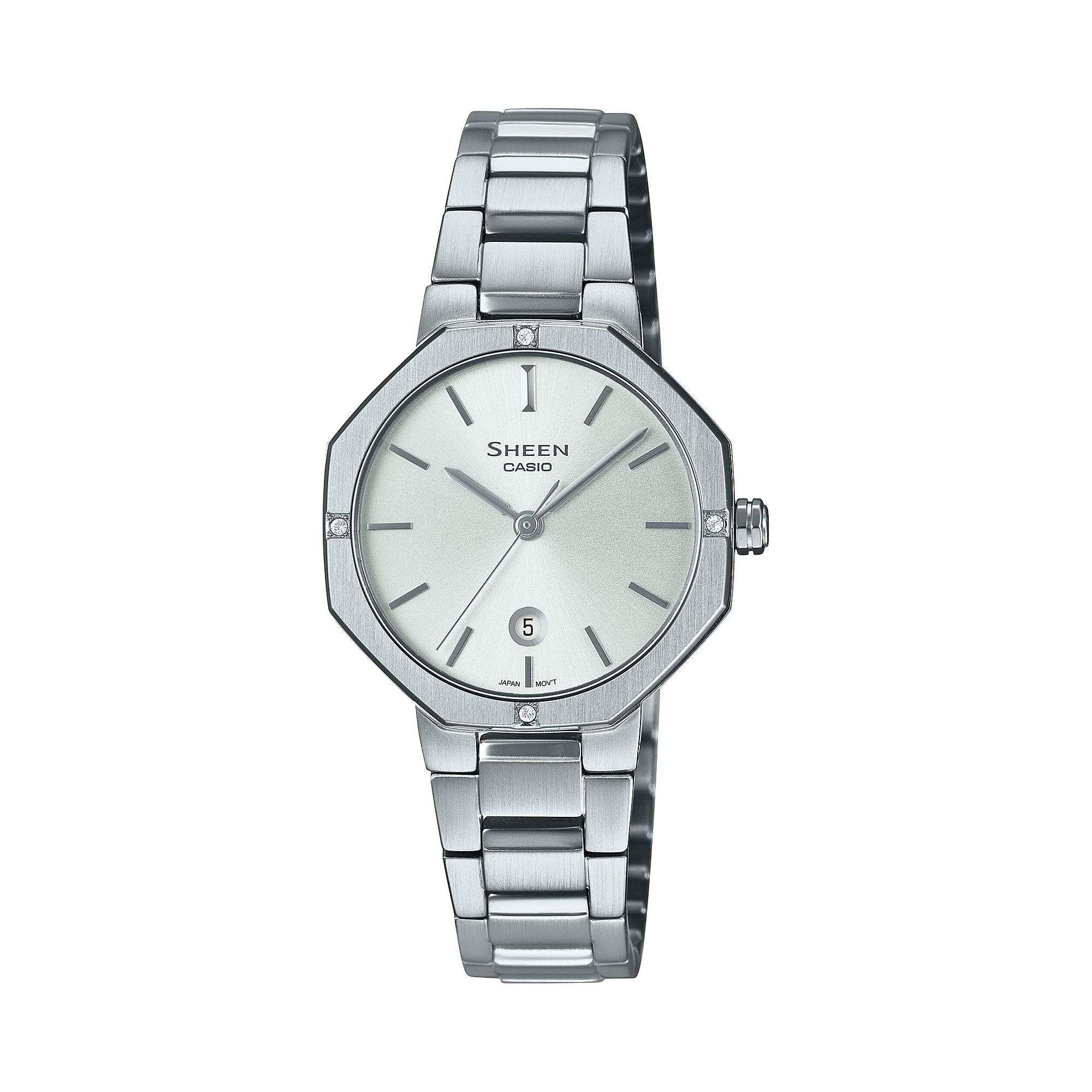 Casio Sheen Women s Stainless Steel 50M Water Resistant Analog Quartz Watch SHE-4543D-7A белый