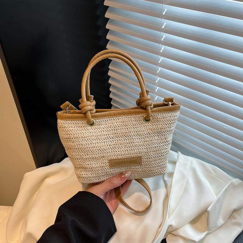 2025 Summer New Woven Tote Bag Women's Large-capacity Straw Holiday Beach Bag Shoulder Messenger Bag