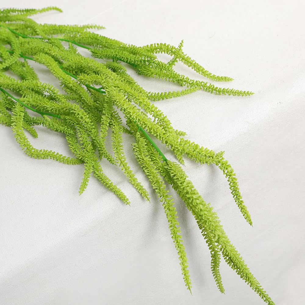 2 Pack 32” Artificial Hanging Plants Faux String of Pearls Plant Fake Green Amaranthus Flower Wall Hanging Lover Tears Wedding Home Garden