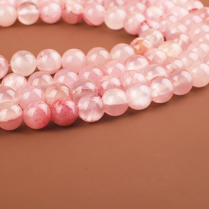 Optimized Blood Red Jade Round Beads - Natural Stone Loose Floral Additive Beads.