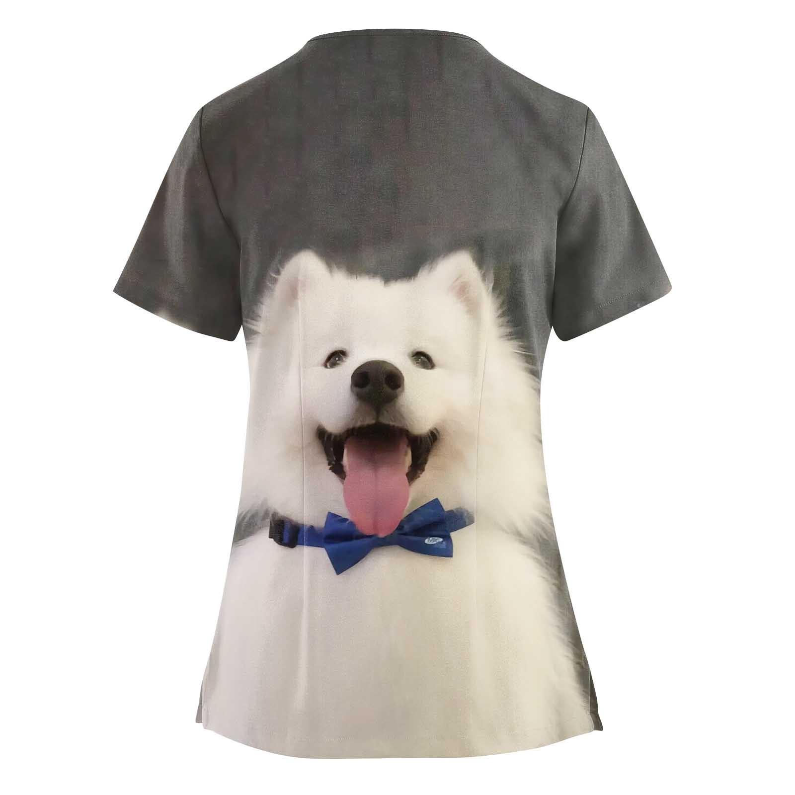 Женский топ с карманами и карманами с пасхальным принтом и v-образным вырезом с короткими — фото 6