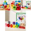 Wooden Montessori Color Sorting Cups Educational Toy For Childrens Cognitive Development