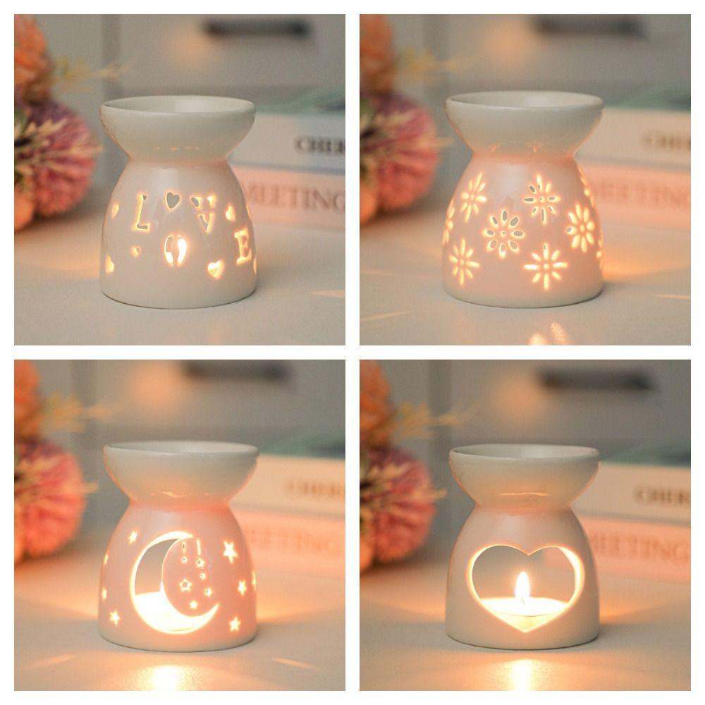 

Hollow Design Ceramic Aromatherapy Stove Creative Oil Incense Holder Bar Counter Heart