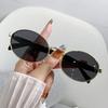 Retro 90S Oval Metal Frame Sunglasses For Women Men Brand Design Trend Travel Light Brown Sun Glasses Vintage Shades Uv400 Male