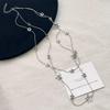 Korean Y2K Pentagram Five Star Pendant Necklace Silver Color Punk Long Chain Necklace Double Layer Y2K Jewelry Neck Chain Choker