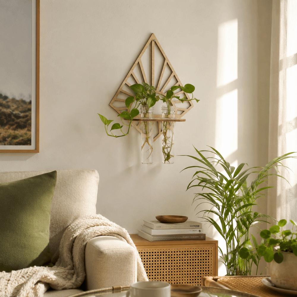 Vase Hydroponic Plant Holder Home Ornaments Flower Pot Wall Hanging Planter Shelf Wall Mount