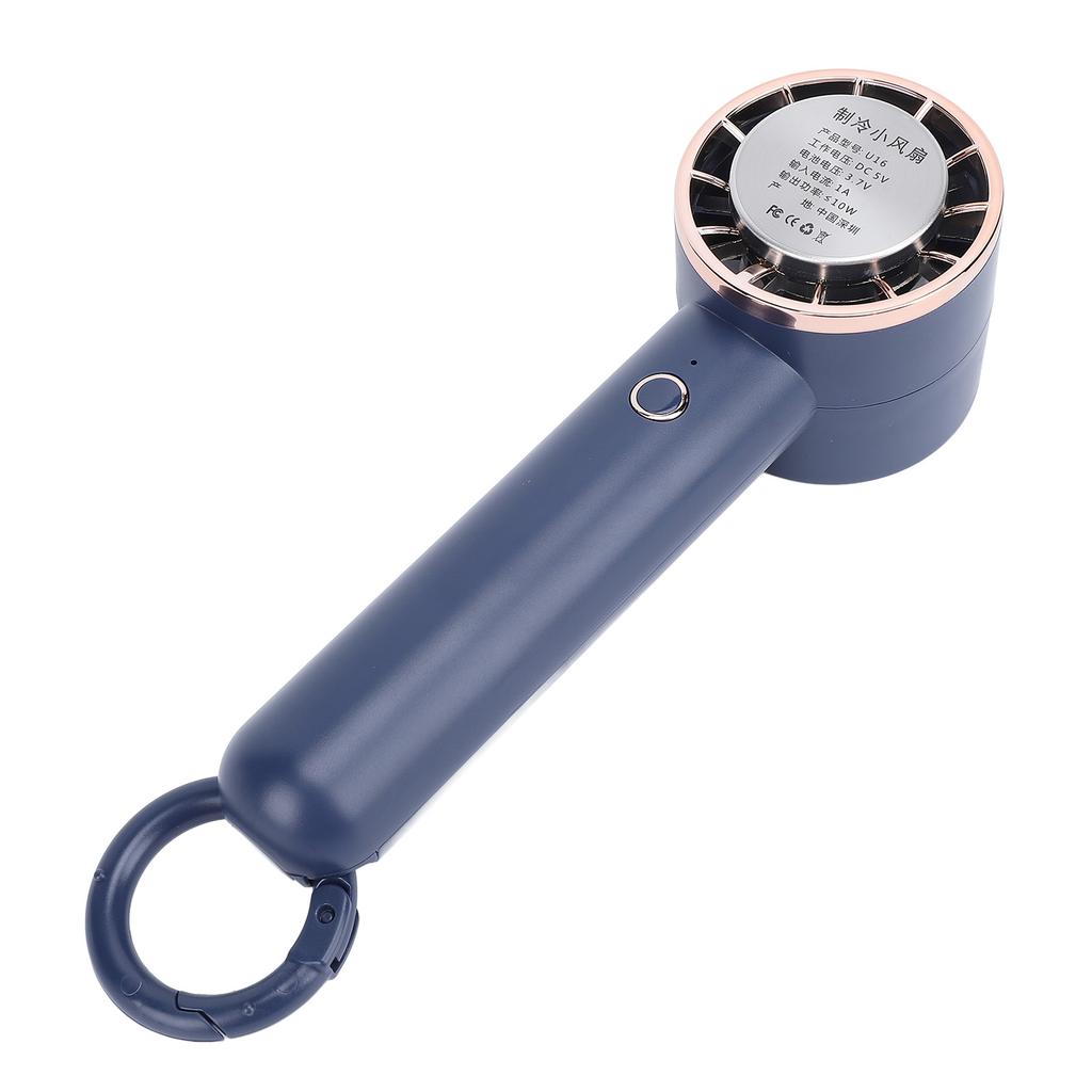 Handgekühlter Lüfter USB-Aufladung Tragbar Halbleiter Kältekompresse Mini Hand-Schreibtischlüfter für Outdoor-Wandern Marineblau