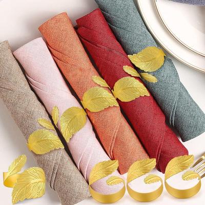Leaf Napkin Rings Reusable Metal Napkin Holders Vintage Leaf Shaped Napkin Rings for Holiday Party Wedding Formal or Casual Dinning Table Decor