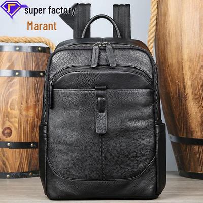Sac à dos pour homme en cuir de vache véritable - Affaires, Voyage, Ordinateur portable et Sac d'école de grande capacité