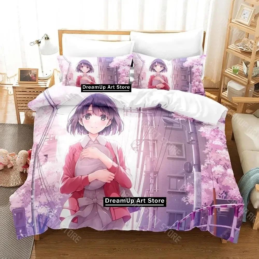 3D Print Katou Megumi Bedding Set Single Twin Full Queen King Size Bed Set Adult Kid Bedroom Duvetcover Sets Anime