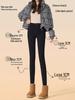 Women's Black Fleece-Lined Thermal Leggings: Warm, High-Waisted, Slim-Fit, Versatile, Thick, Trendy for Autumn/Winter