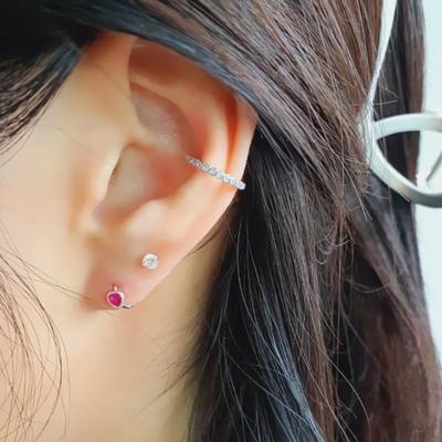 Women's 15K Gold Plated Full Round Cubic Zirconia Ear Cuff Earrings