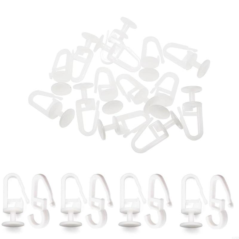 62KD Curtain Installation Set with 50 White Cutain Track Slides Gliders with Folding Hook and 50 S Hook for Home Decors