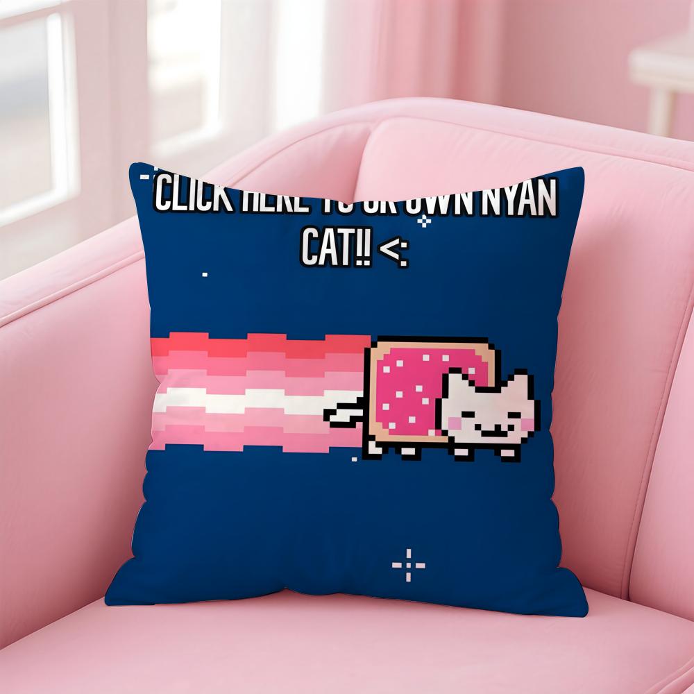 Nyan Cat Cushion Cover Home & Car Multi-Scene Pillow Cover - Reversible, Soft & Durable for Daily Use