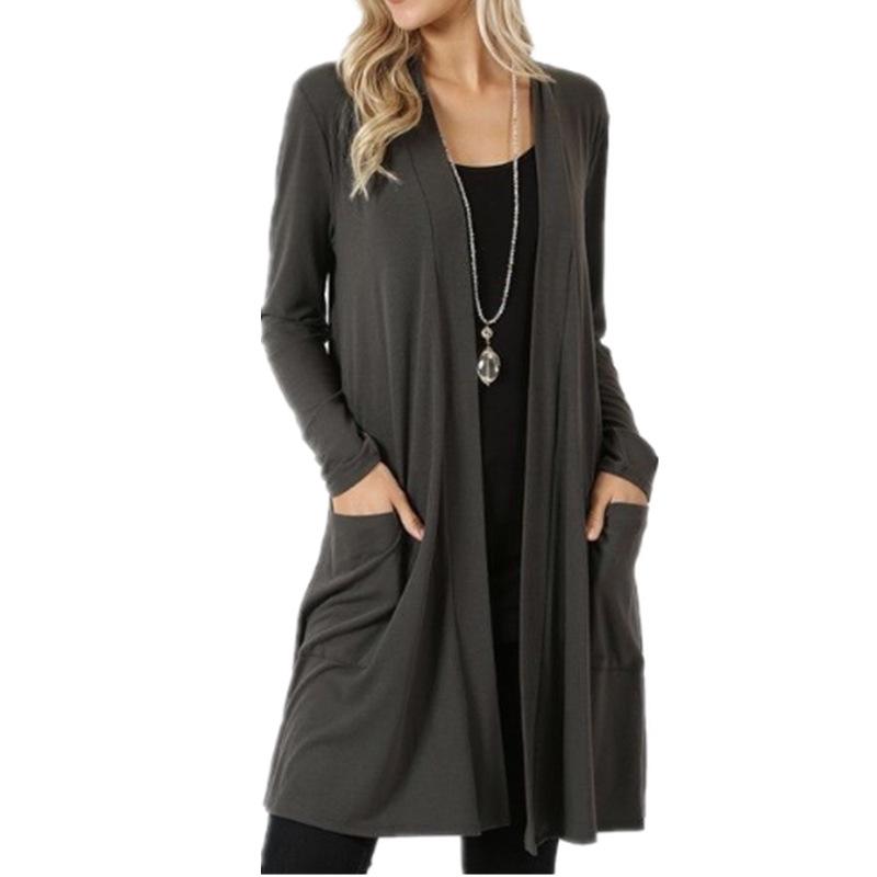 Buy Womens Long Cardigan Coat Lightweight Jersey Long Sleeve Open Front