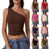 Women's Sleeveless One-Shoulder Slim Fit Sexy Tank Top