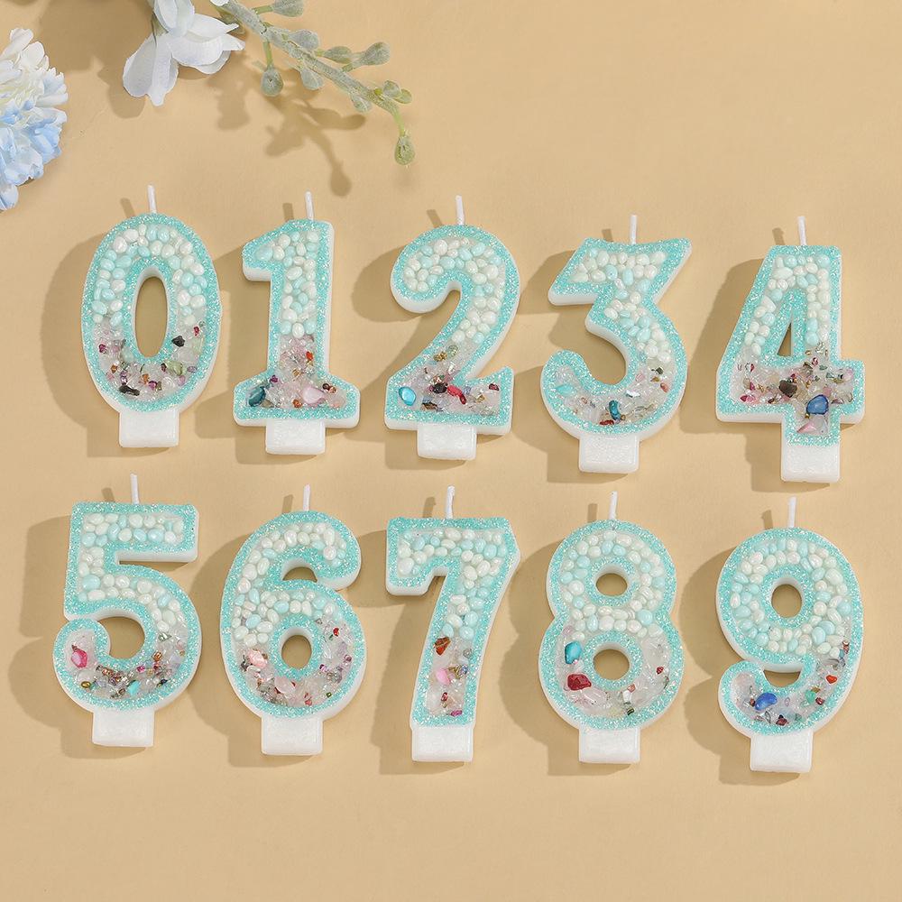 Handmade Double Color Swan Stone Number Candle for Children's First Birthday Cake