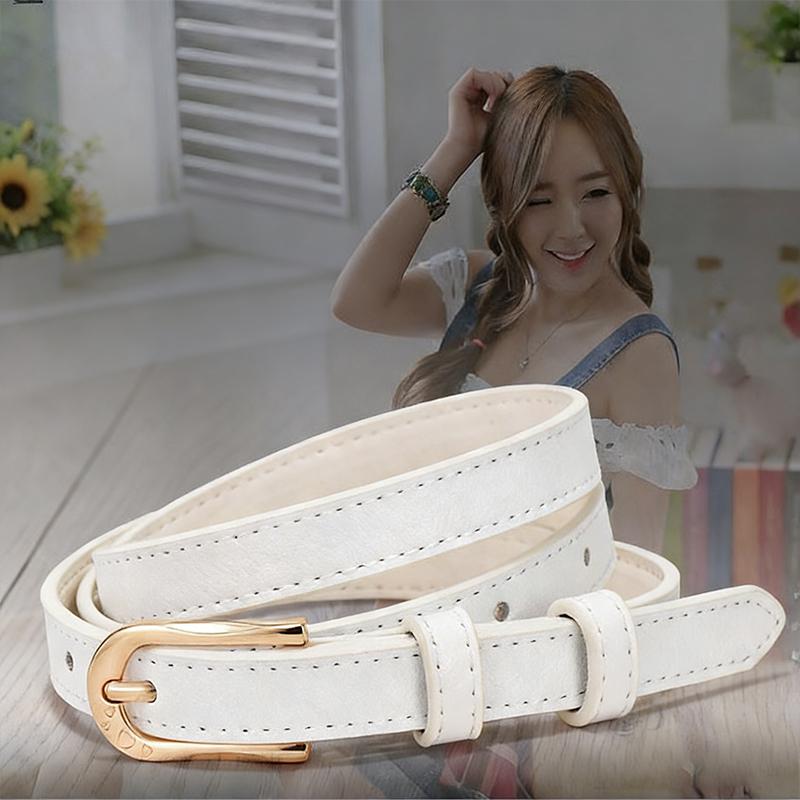 1Pc 105Cm 7 Candy Colors Womens Pu Leather Belt Skinny Thin Dress Belt Waist Belt Waistband Skirt Jeans Waist Accessories