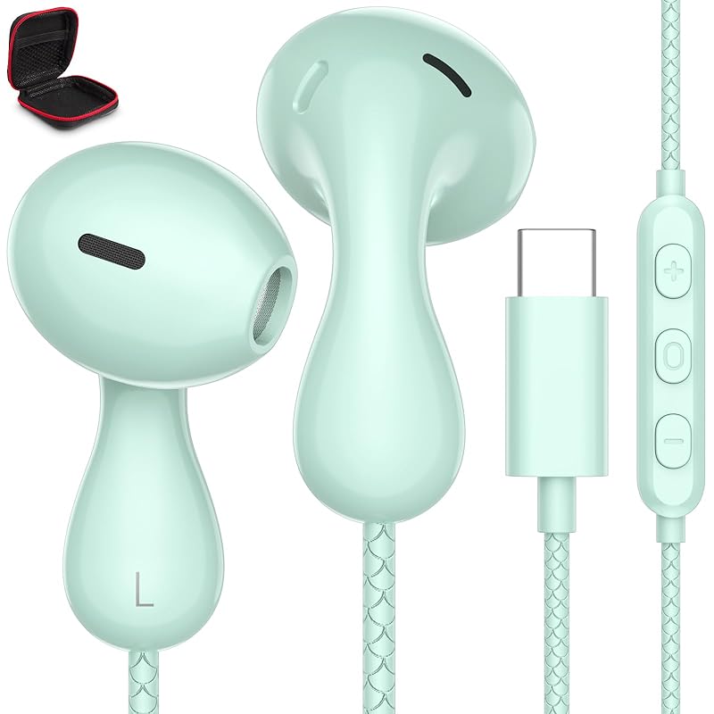 

type c earphones wired in-ear type Compatible iPhone 16/15 Pro Max/iPad 10/Galaxy Flip6 S24 S23 A55 A54/Pixel 8a 7a with microphone Call available