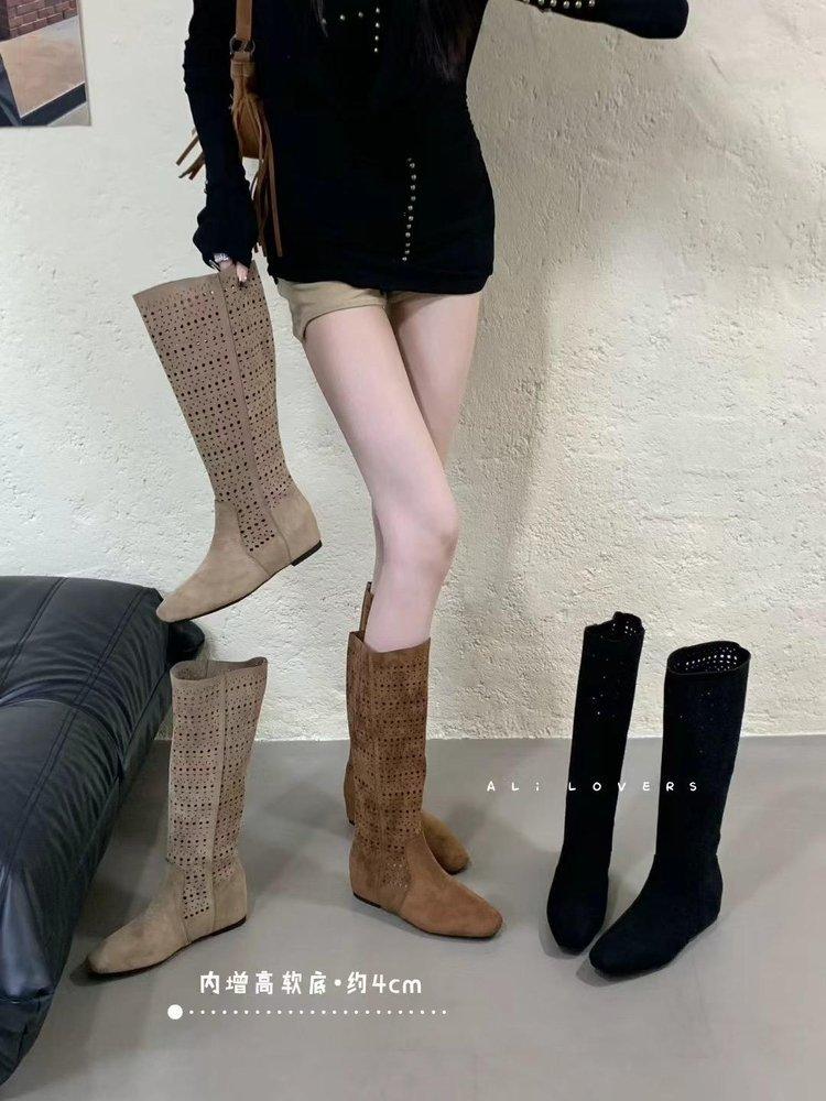 

[Youshilai] 2025 осень новые полые ковбойские сапоги в западном стиле женские ретро остроносые на платформе рыцарские сапоги 35