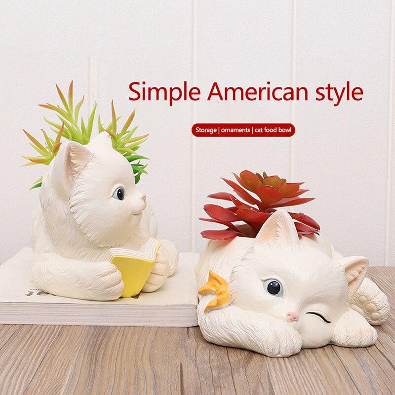 Ghiveci de flori pentru pisici Ghivece mari suculente Accesorii Ghiveci de birou din rășină Ghiveci de grădină Ornamente pentru decorarea casei