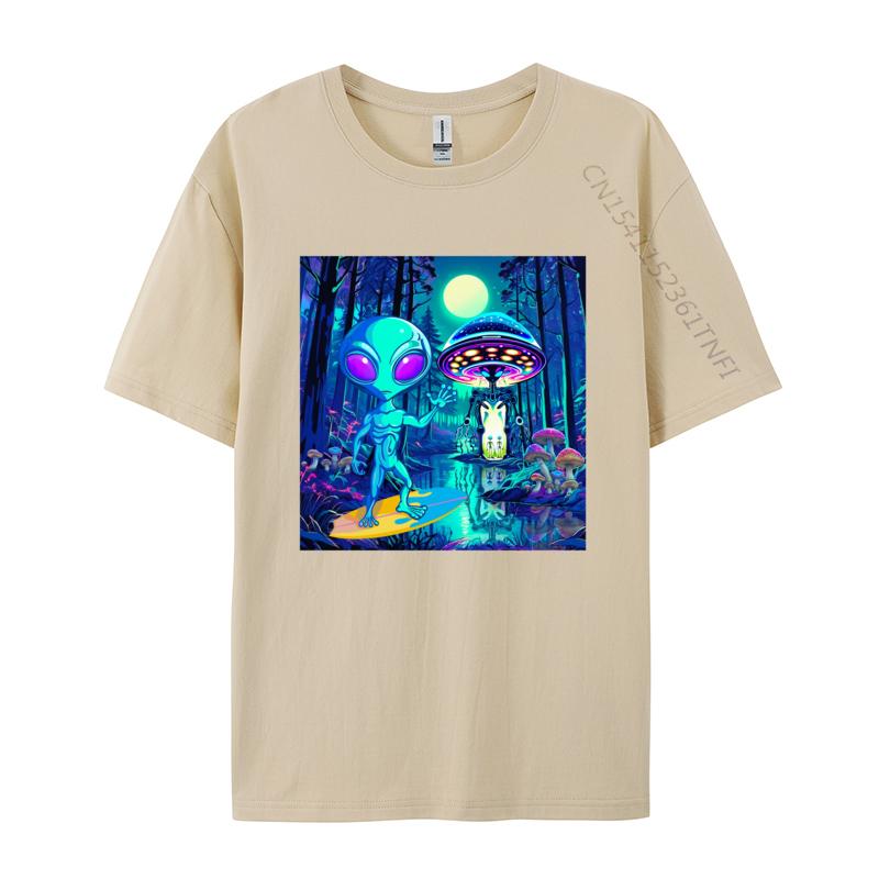 Grey Alien Waving Tshirt Wonderful Forest Anime T Shirts For Men Europe Tops Tees New Coming Street Cotton
