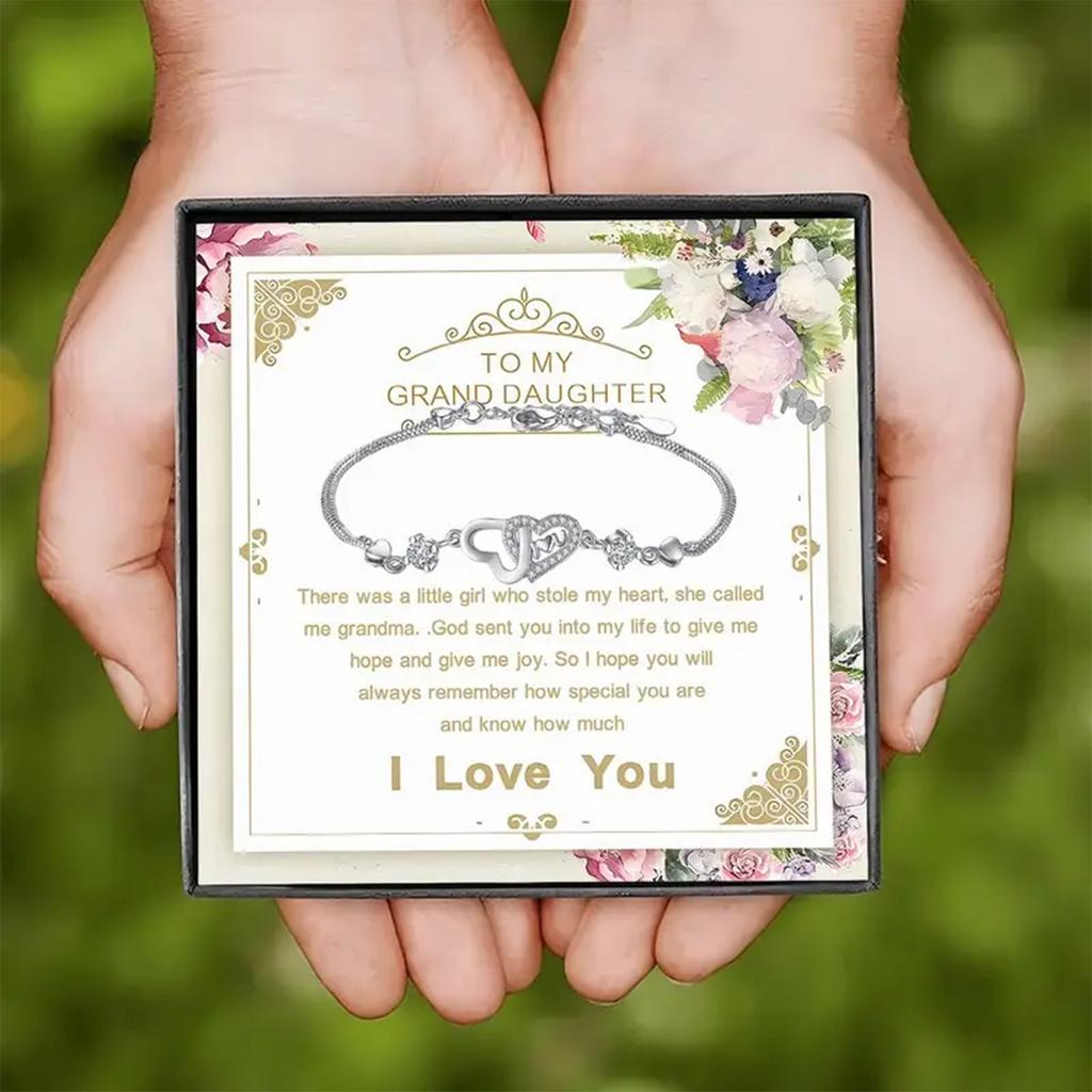 To My Granddaughter Heart Infinity Bracelet – Meaningful Gift with Love Message Card – Birthday, Christmas Present from Grandma