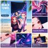 Kawaii K-Pop Girl Group Beach Towel, Cute Anime Idol Selfie Print, Soft Microfiber Quick Dry Towel for Pool Travel