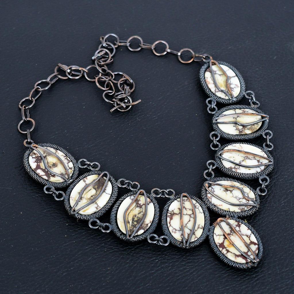 Wild Horse Necklace Gemstone Jewelry, 999 Copper Wire Wrapped Necklace, Adjustable Handmade Beautiful Jewelry Chain Necklace