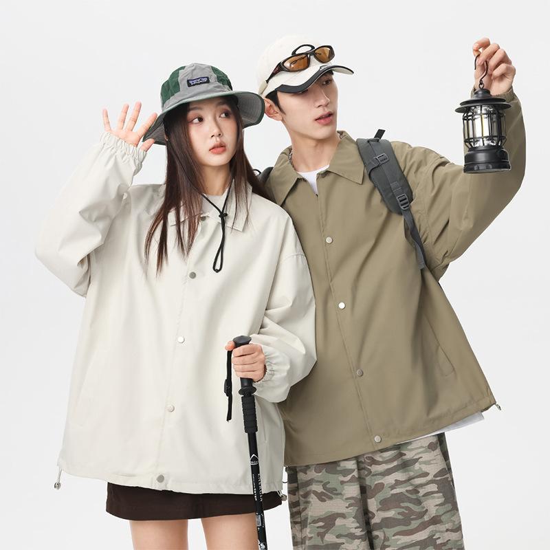 Autumn Couple Pull Pleated Sleeve Seam Three-proof Jacket Versatile Tooling Outdoor Waterproof Jacket