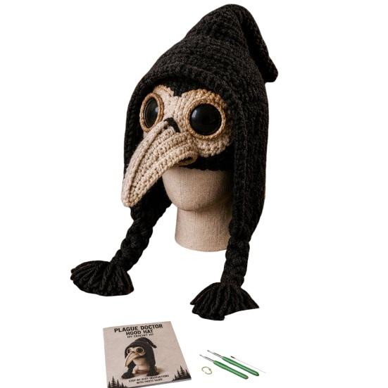 Beginner Friendly Crochet Tools Animal Hood Hat Kit, DIY Earflap Project for Weekend Cute Craft Kit Beginners, Handmade Winter Headwear Learn