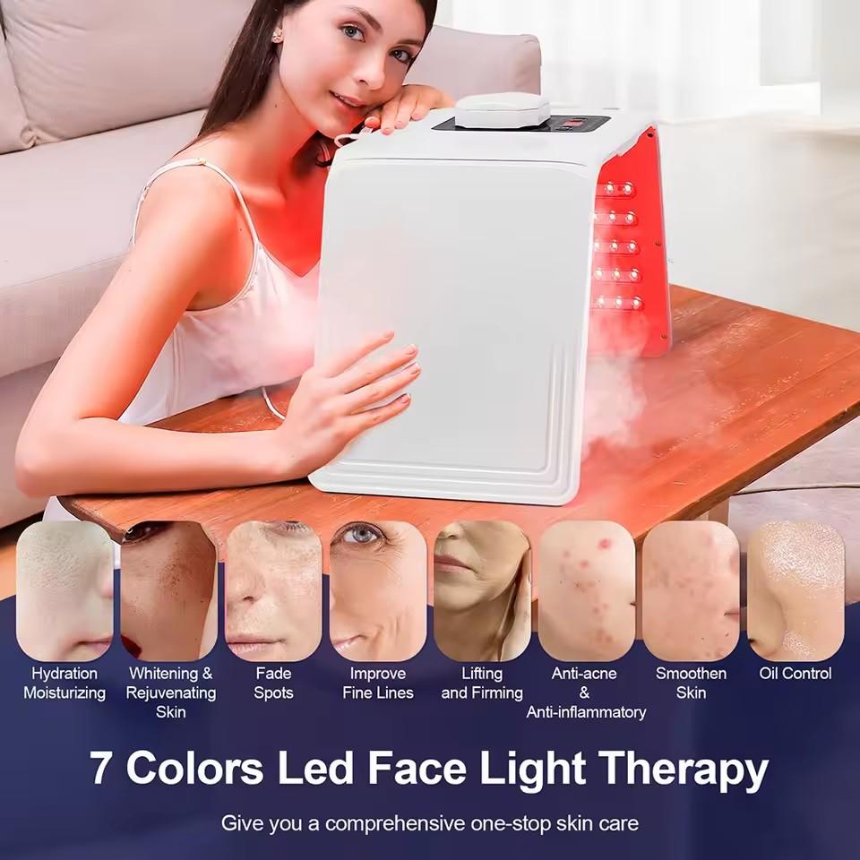 7 Colors LED Photon Machine Red Light Therapy Device with Nano Spray Anti-aging Facial Rejuvenation Home SPA Skin Care Tool
