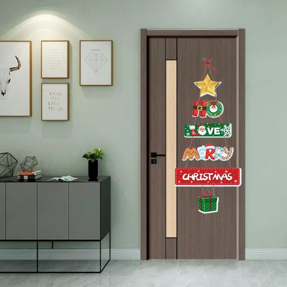 Santa Claus Christmas Door Hanging Banner Paper Santa Claus Door Curtain Home Christmas Decor