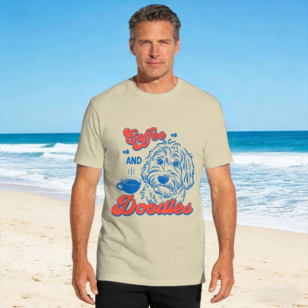 Coffee And Doodles Funny Doodle Coffee Club Tshirt Hipster Tshirts Shortsleeved Y2k Casual Tops Summer Pure Cotton Tees